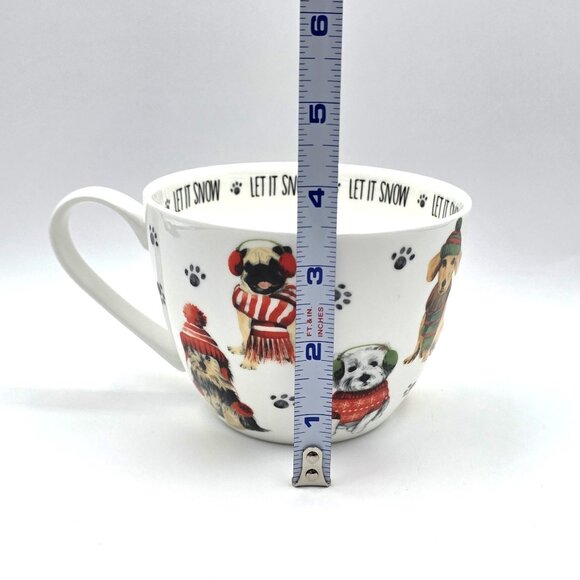 Portobello Dogs in Sweaters "Let it Snow" Multicolor Bone China Tea Coffee Mug - Picture 7 of 8